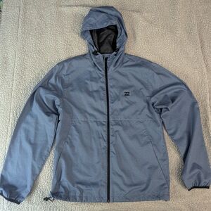 Billabong Men's Medium Blue Hooded Transport Jacket